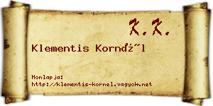 Klementis Kornél névjegykártya